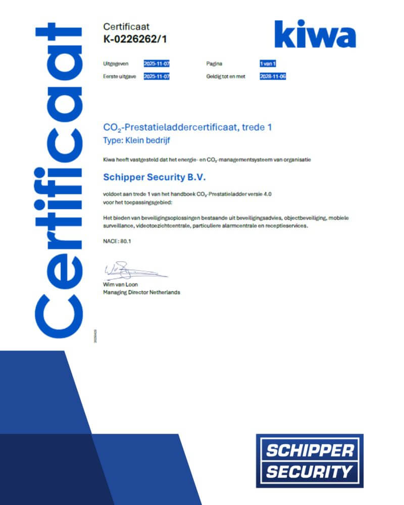 Schipper Security behaalt CO₂-Prestatieladder certificering